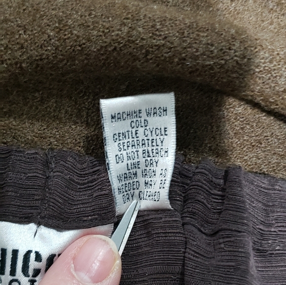 CHICO'S, Wide Cropped Leg, Ankle Pants, M, 8, Brown, 70% Silk 30% Linen - Picture 6 of 7